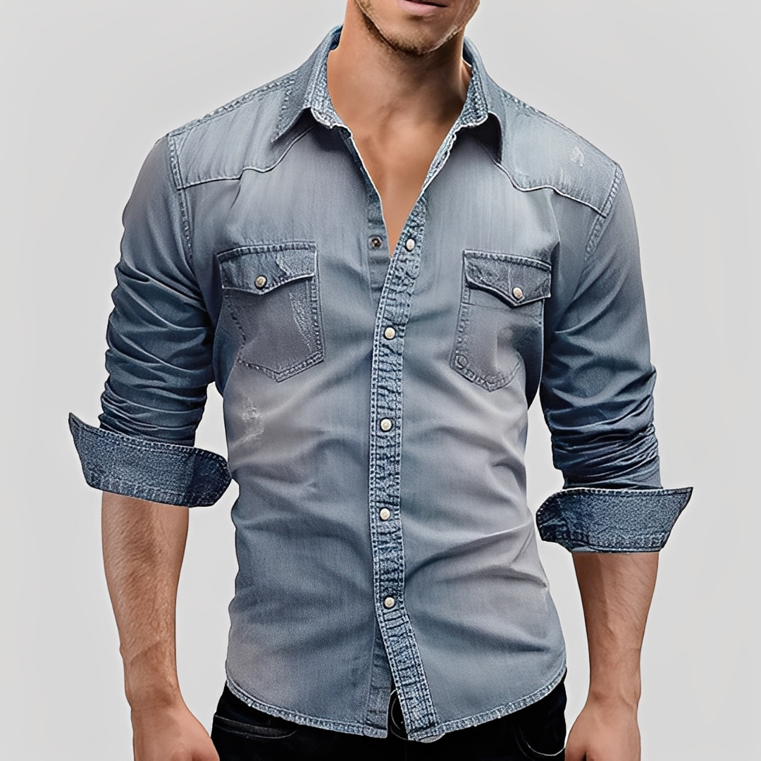 Antonin - Long-sleeved denim shirt for men