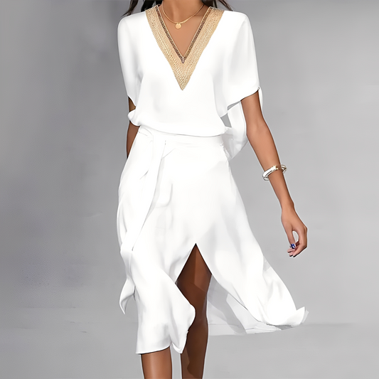 Isabella – Robe Blanche Longueur Midi pour Femmes