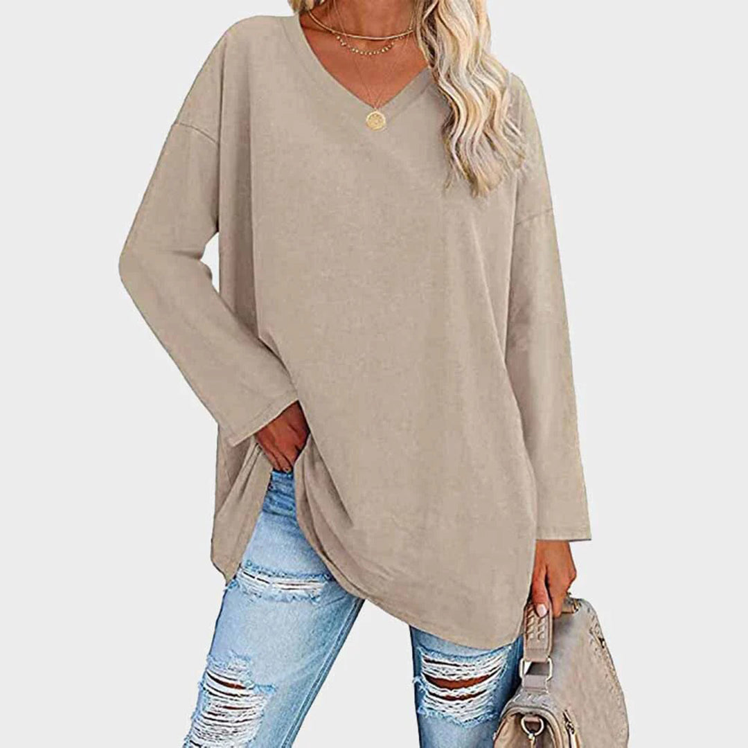 Ania - Blouse chic à col en V et manches longues