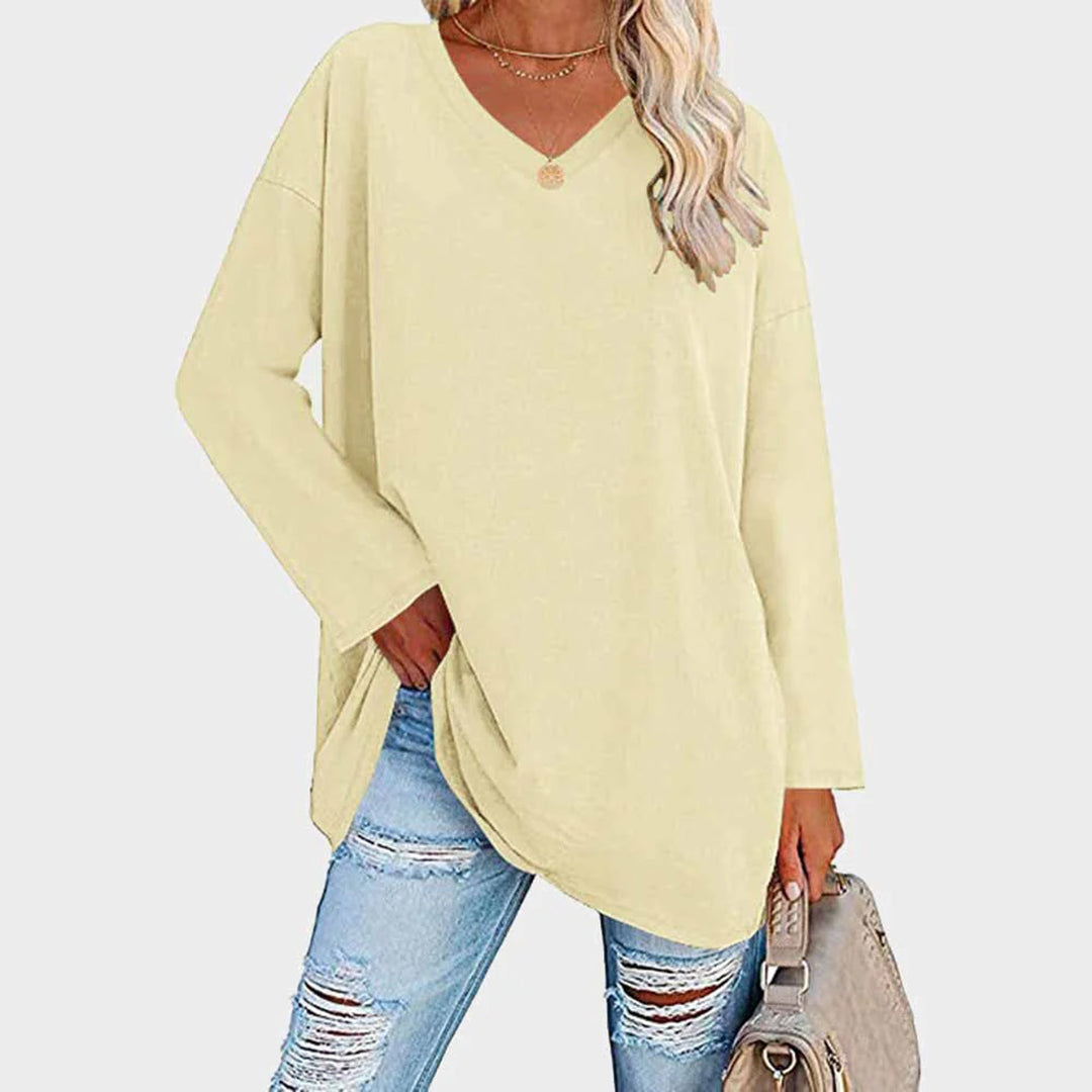 Ania - Blouse chic à col en V et manches longues