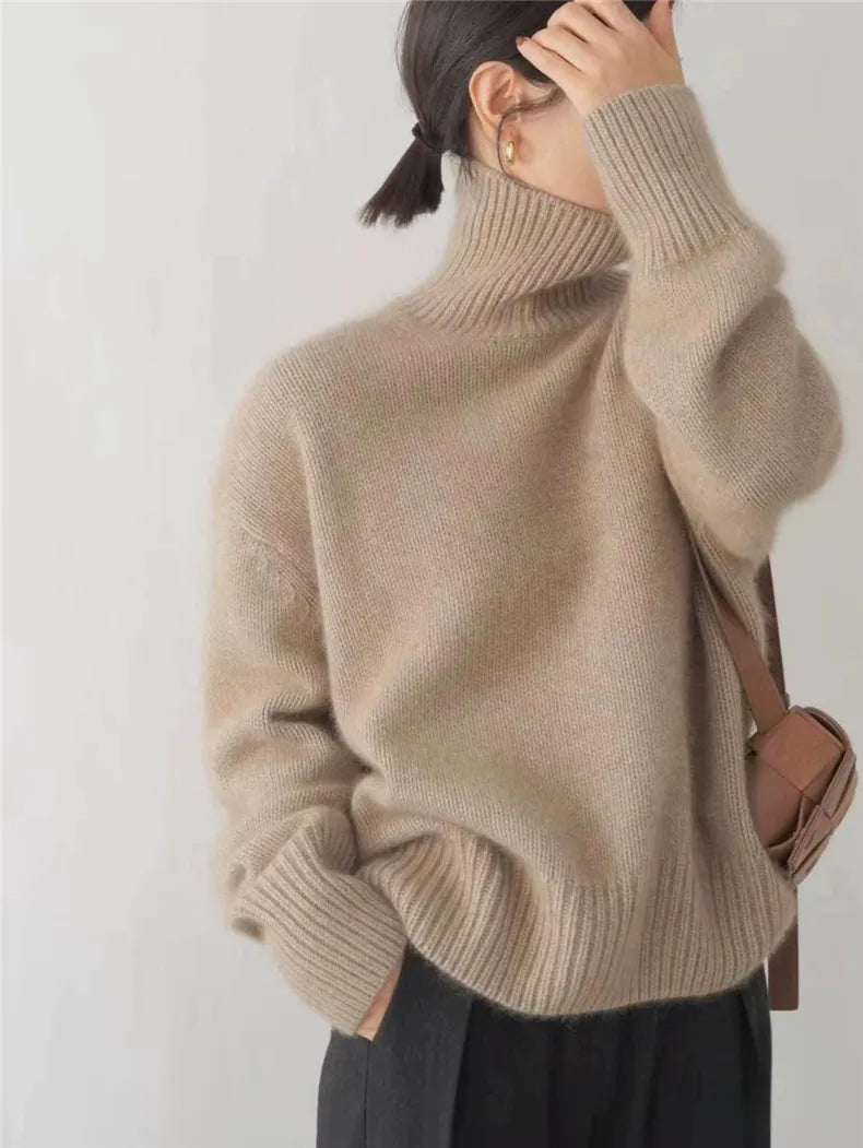 Léa - pull cachemire col roulé femme