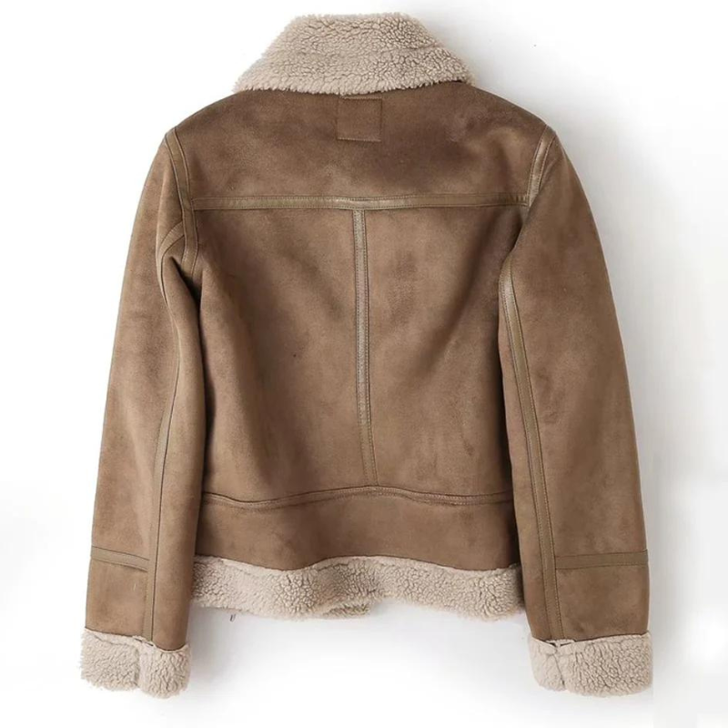 Macie – Blouson en cuir avec doublure Sherpa