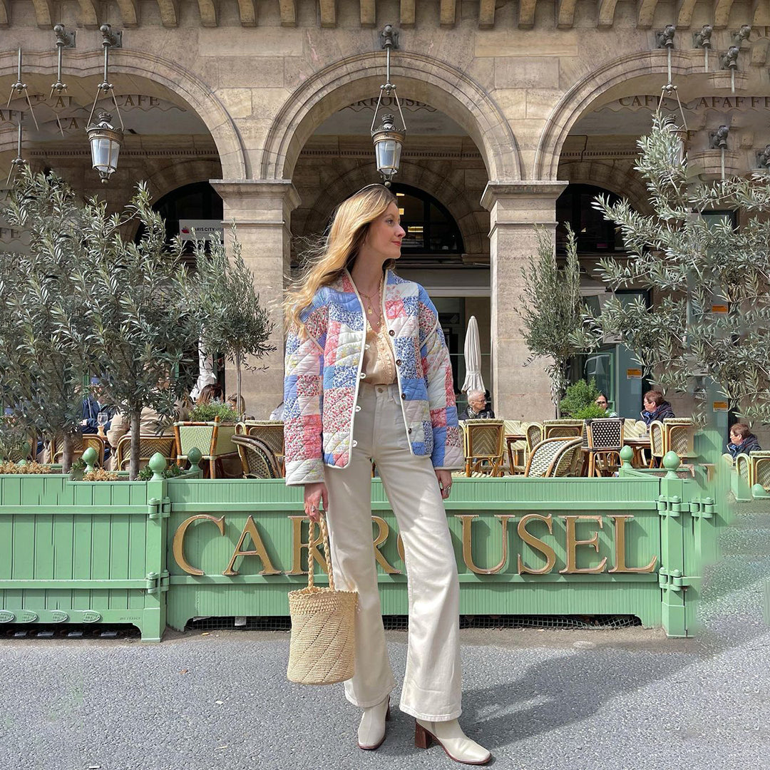 Elena – Blouson Matelassé avec Motif Floral