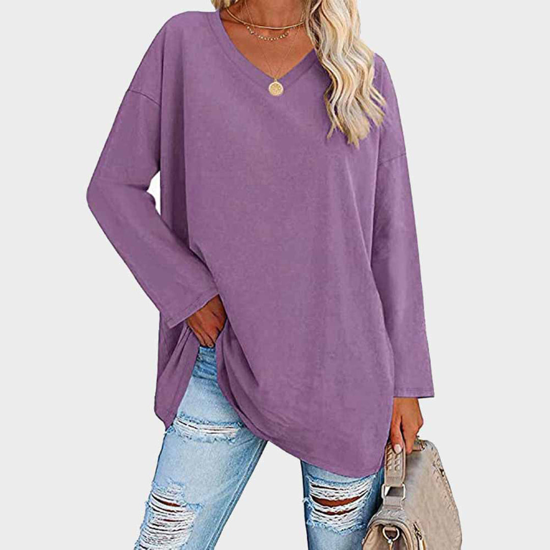Ania - Blouse chic à col en V et manches longues