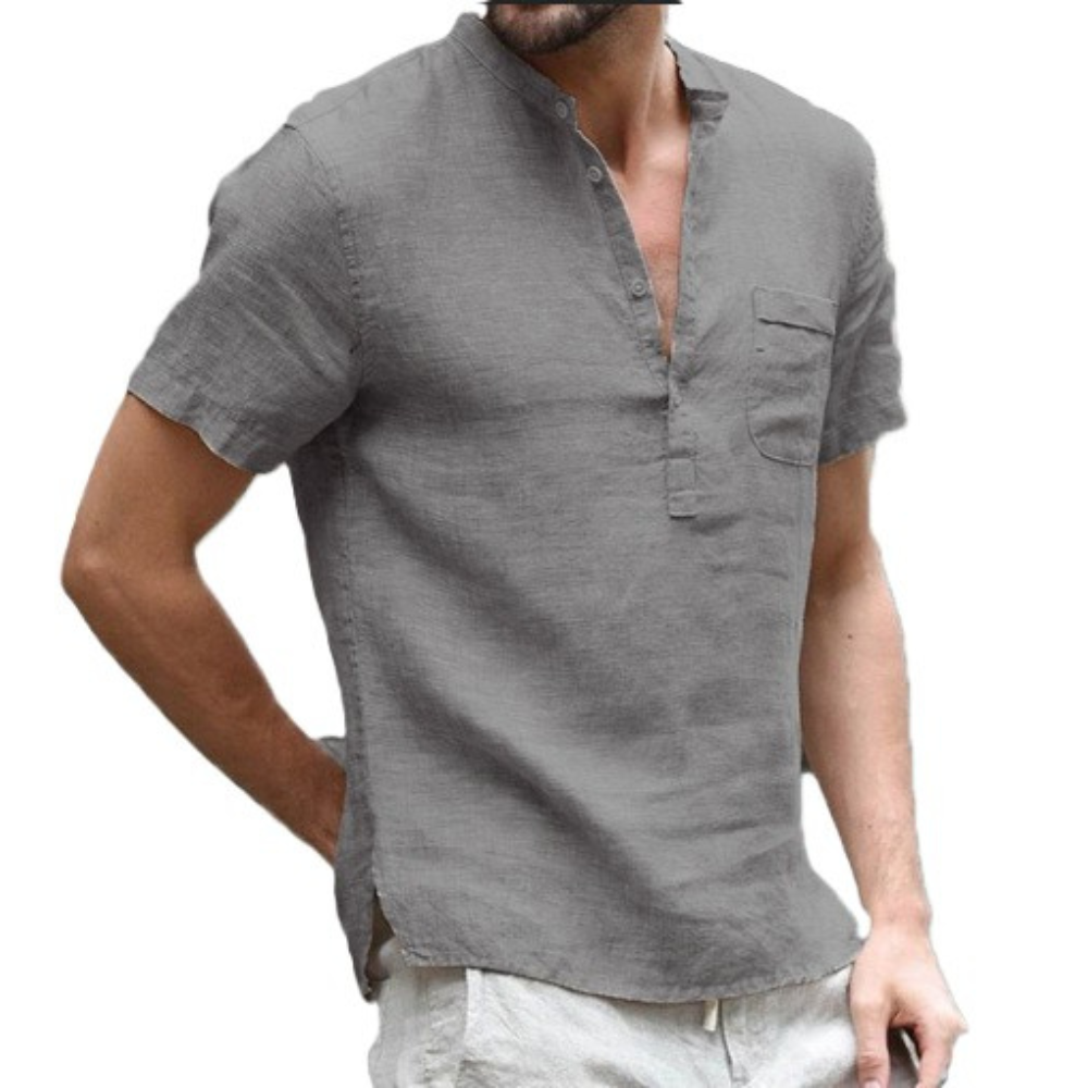 Alton - Chemise en lin à manches courtes pour hommes
