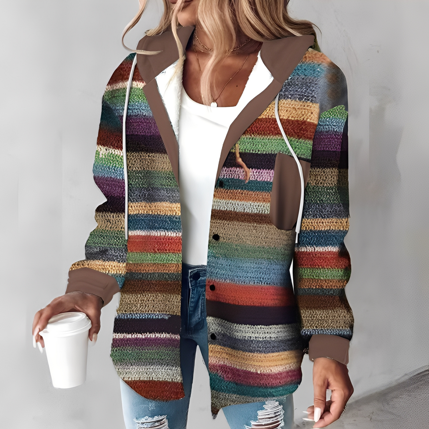 Martina - Manteau en laine décontracté avec capuche pour femmes