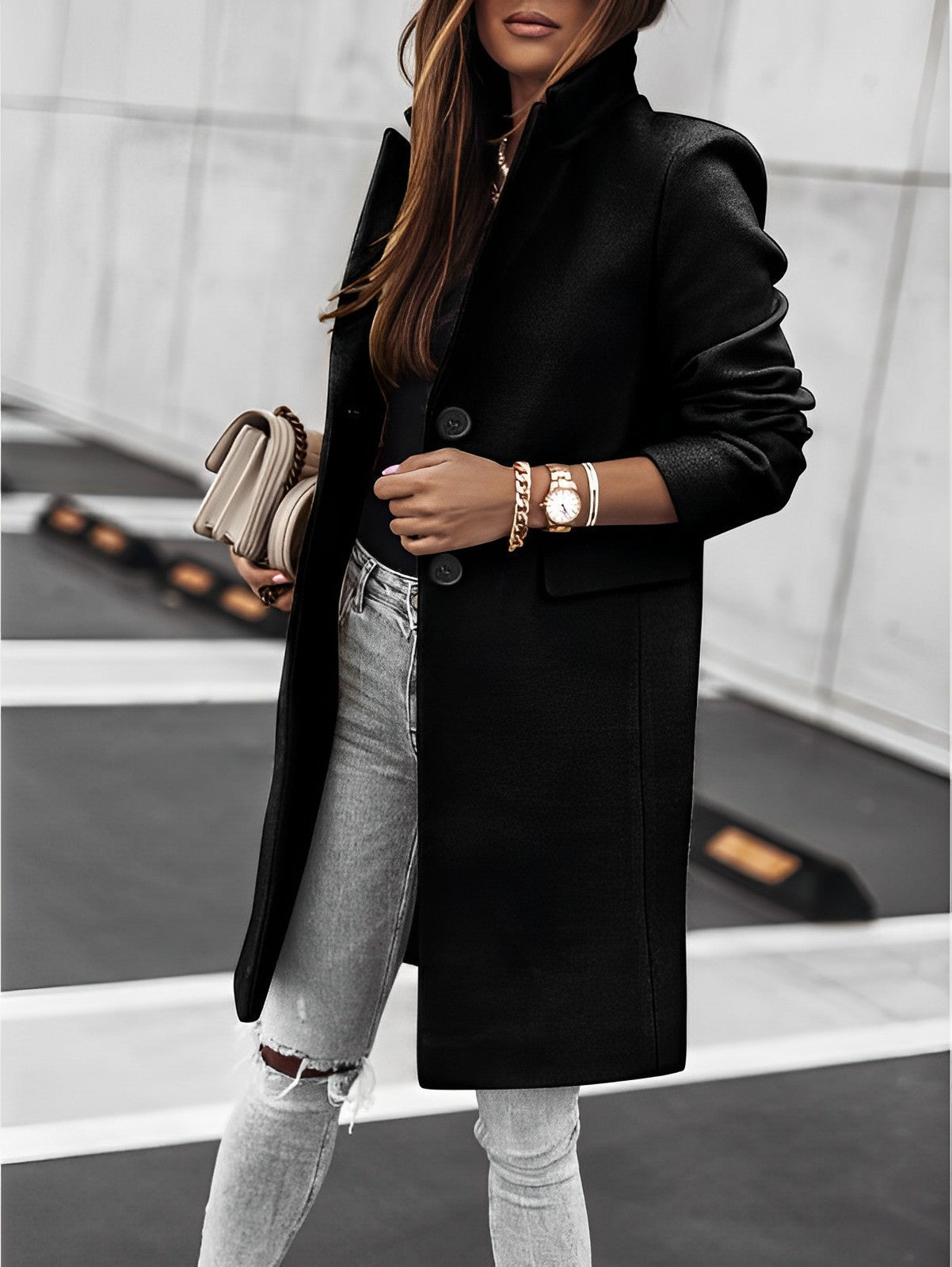 Simone - Manteau classique à deux boutons avec manches longues