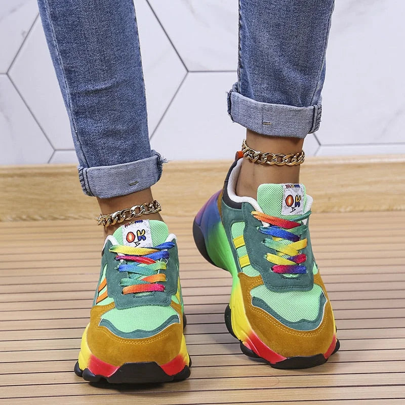 Jolie - Sneakers colorées avec grande semelle pour femmes