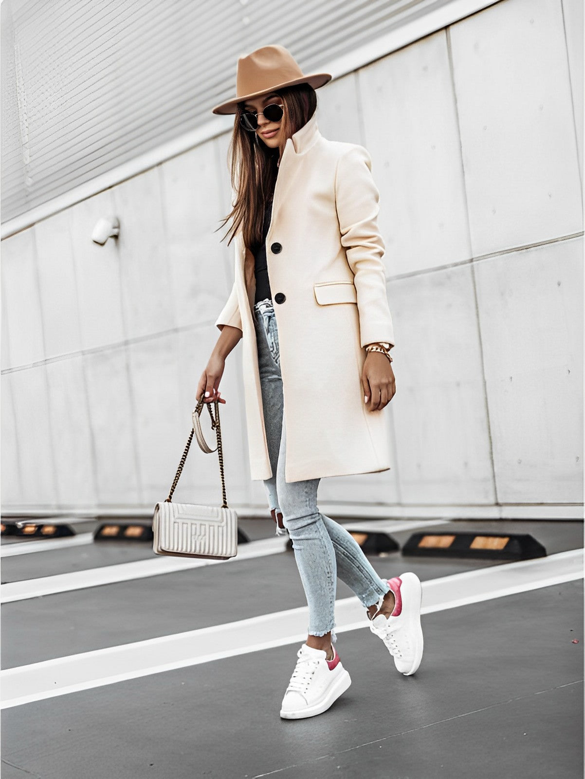 Simone - Manteau classique à deux boutons avec manches longues