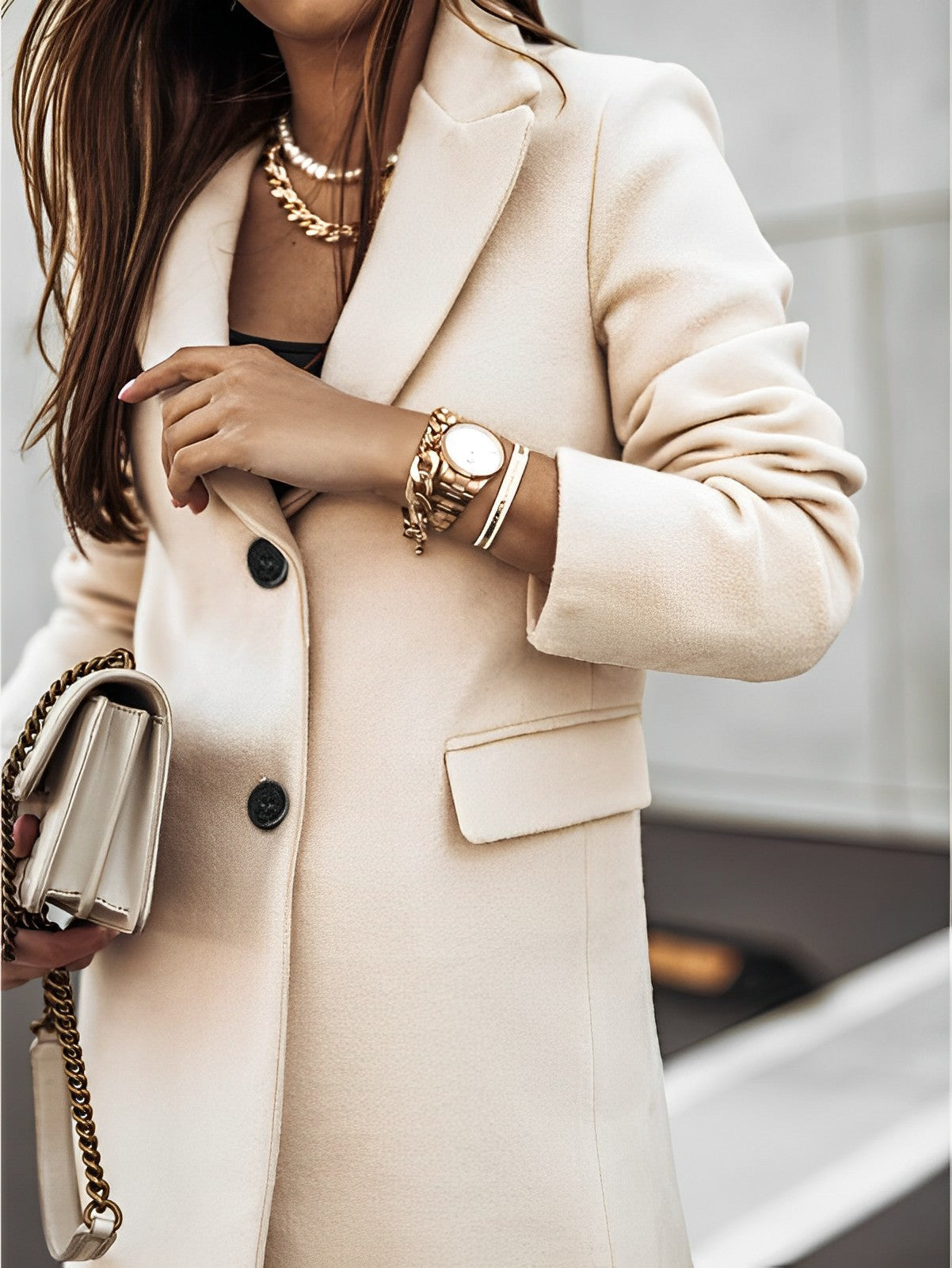 Simone - Manteau classique à deux boutons avec manches longues