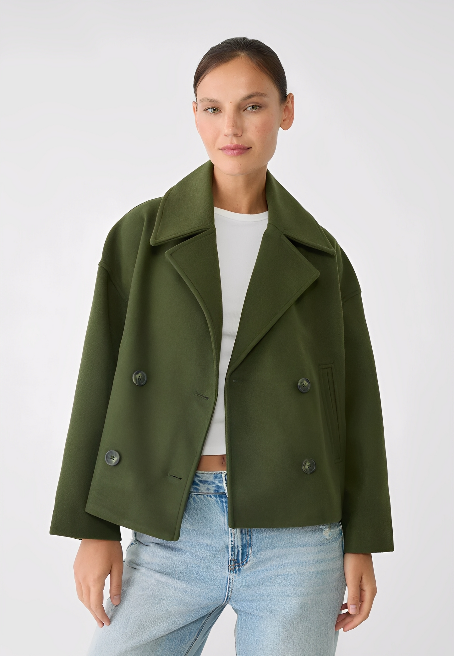 Claire – Veste Courte Double Boutonnage Élégante