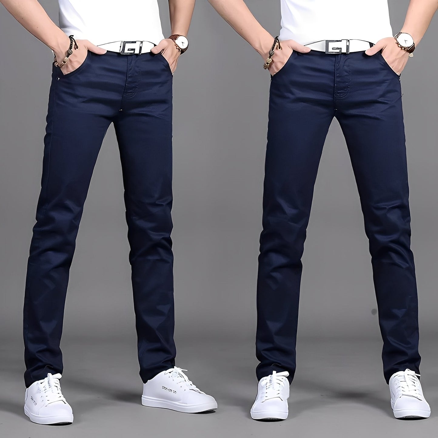 Russell - Pantalon chino pour hommes, coupe ajustée et décontractée