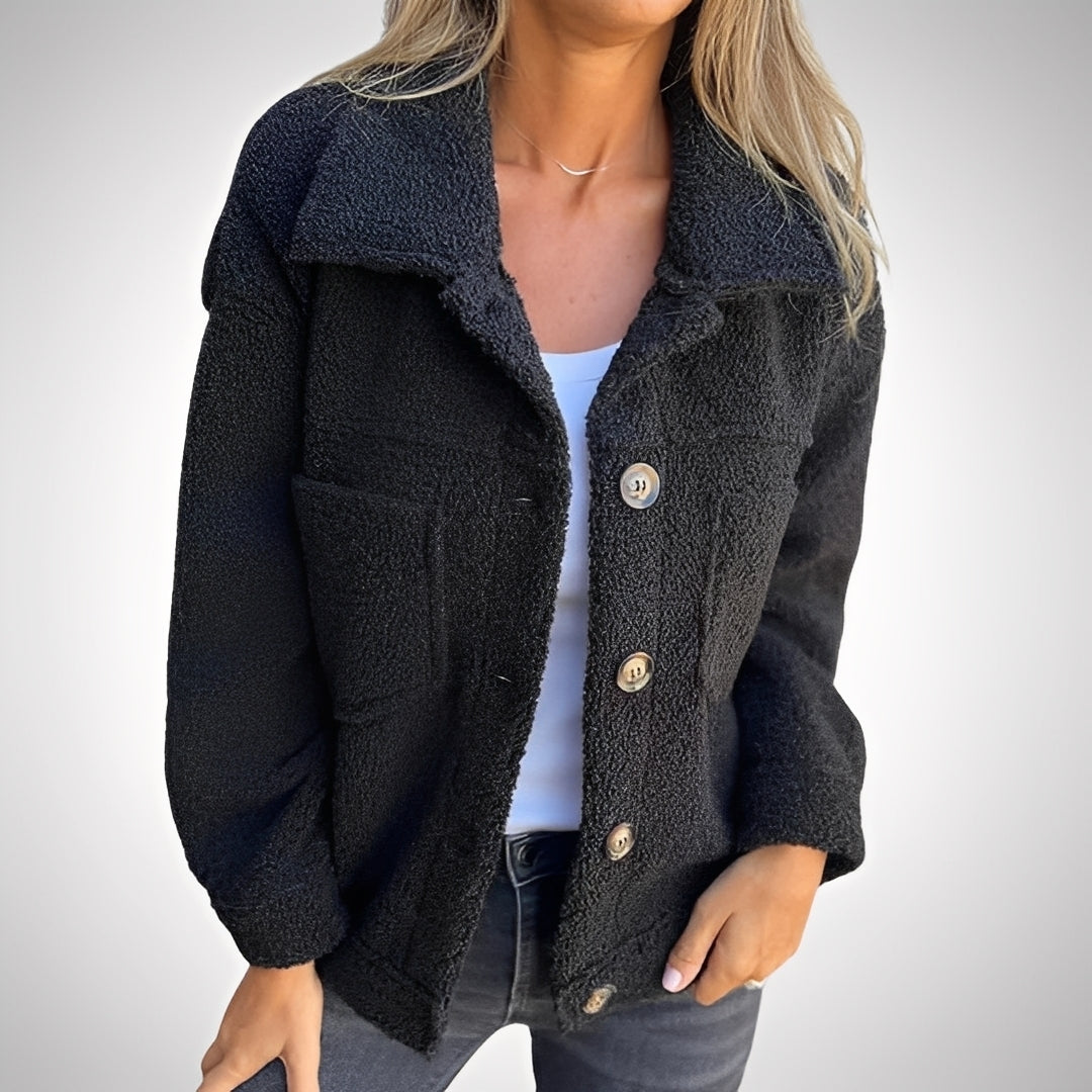 Sandra - Sherpa-Jacke mit Umlegekragen für Damen