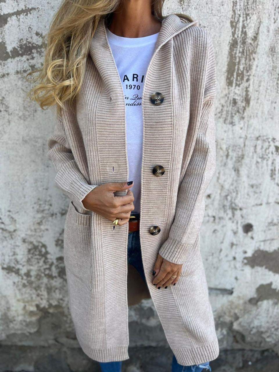 Halima - Gilet-femme - Long et à capuche