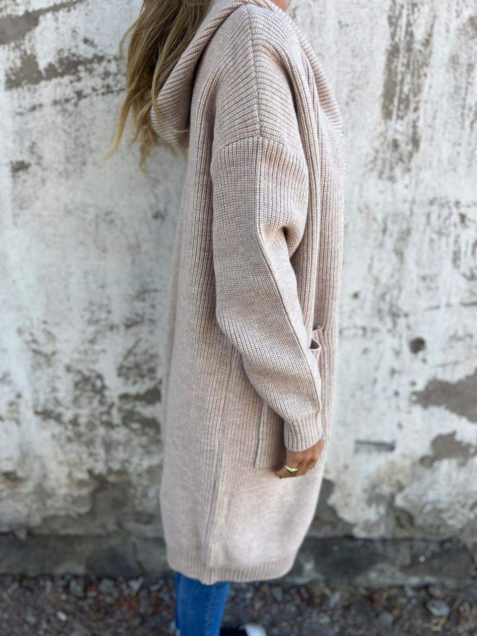 Halima - Gilet-femme - Long et à capuche