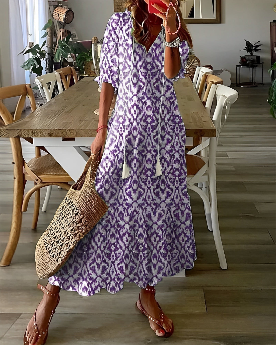 Daley - Robe boho pour femmes à coupe allongée