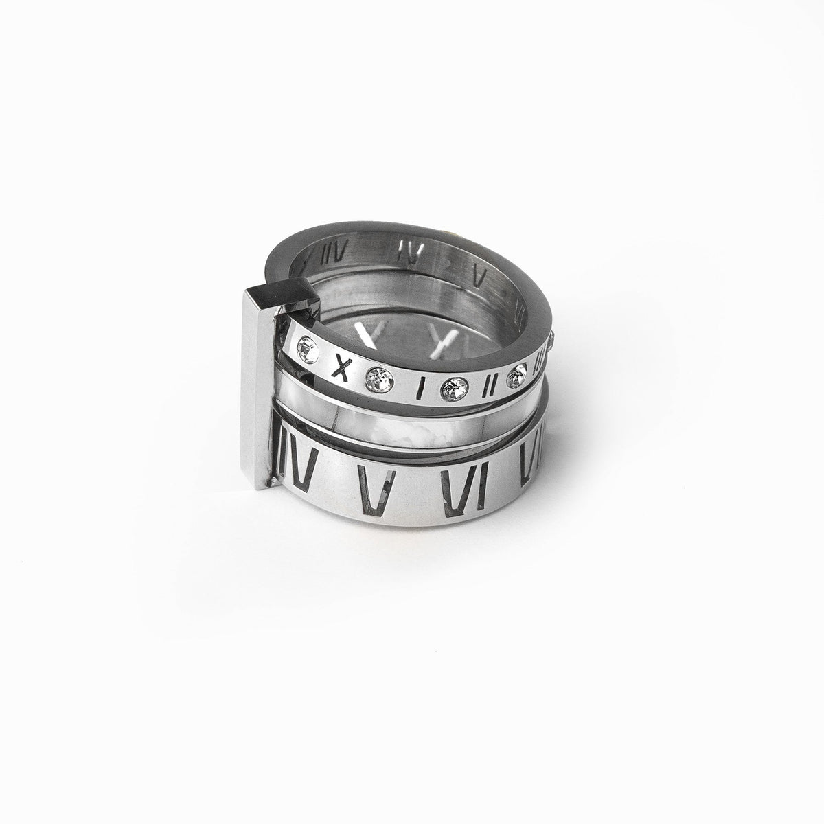 Isabelle – Bague empilée triple avec pierres brillantes