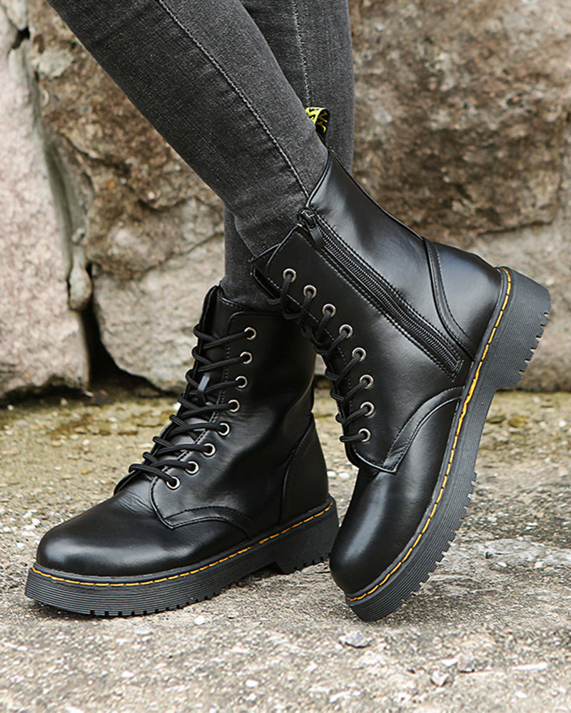 Olivia - Bottines cuir lacets robustes