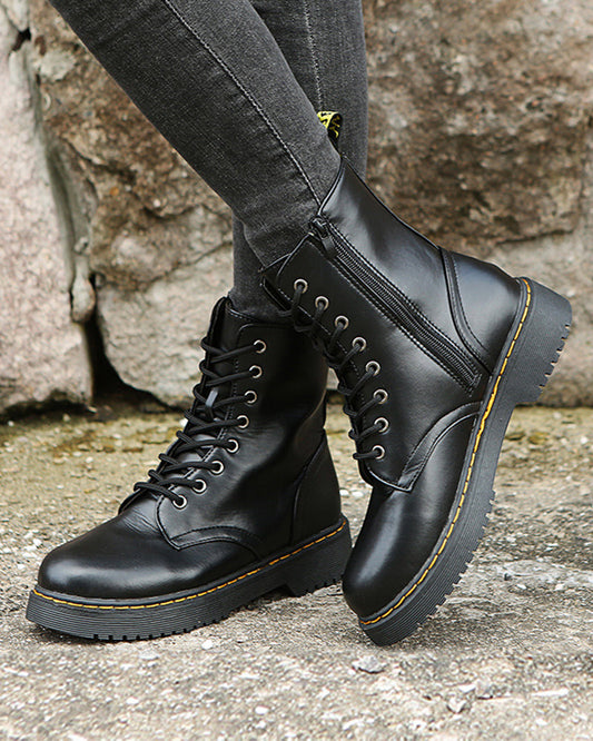 Olivia - Bottines cuir lacets robustes