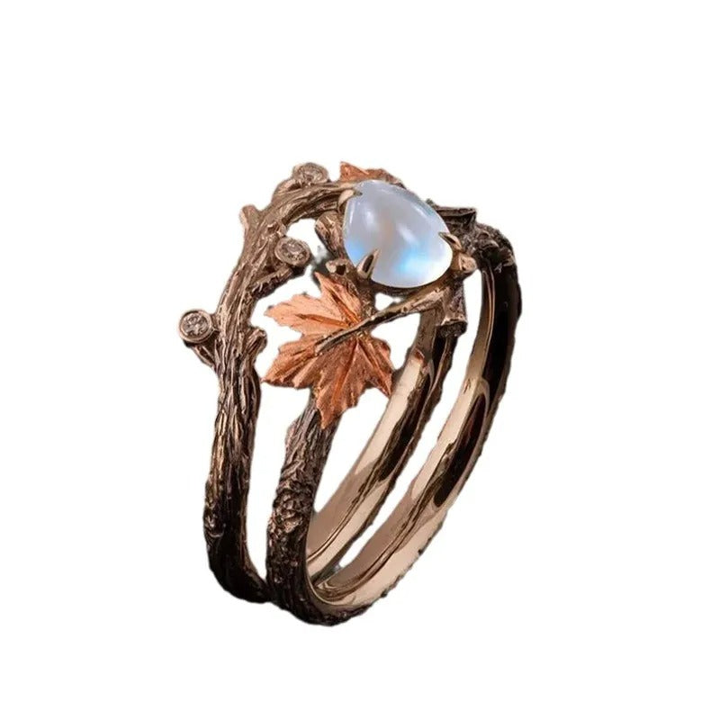 Ysia – Bague de pierre de lune en style naturel