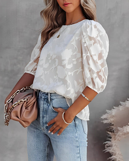 Lotus - Blouse en Chiffon avec Manches Ballon