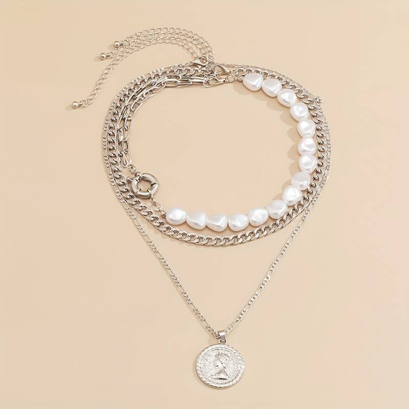 Collier de perles et pendentif vintage - 3pcs pendentifs et collier de perles