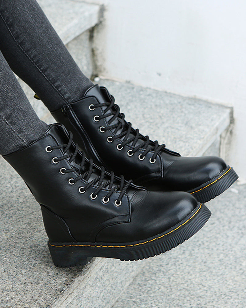 Olivia - Bottines cuir lacets robustes