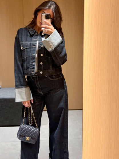 Clara – Ensemble en Denim avec Veste Trucker & Jean Taille Haute
