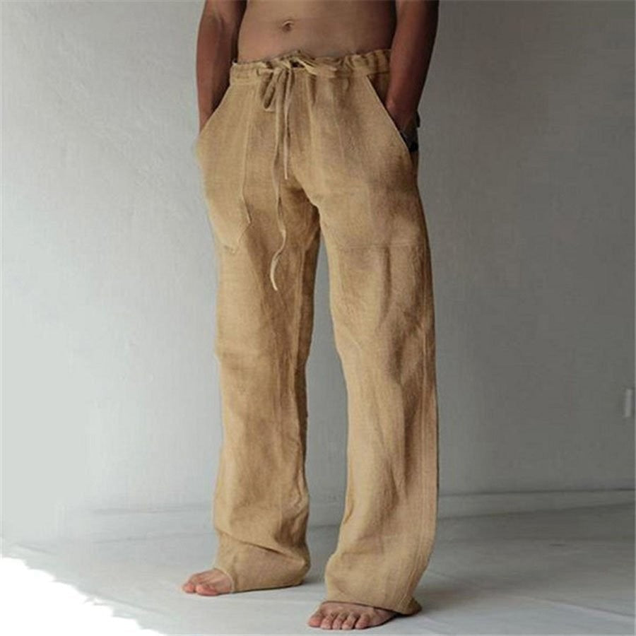 Benjamin - Pantalon en lin de style casual, couleur unie, pour hommes