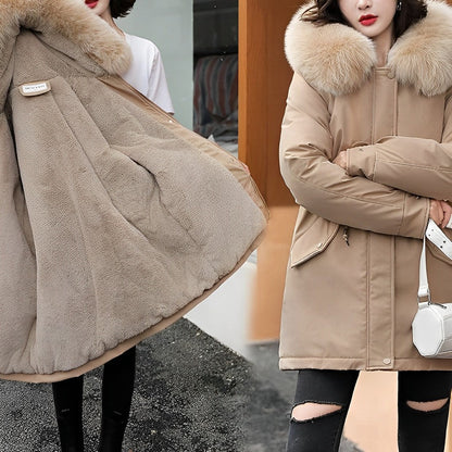Leone - Parka-femme - Col fourrure, doublure laine