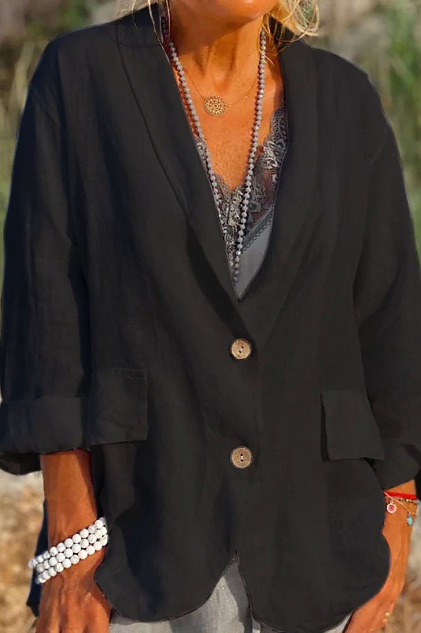 Jessica – Leichte Leinenjacke mit Knöpfen