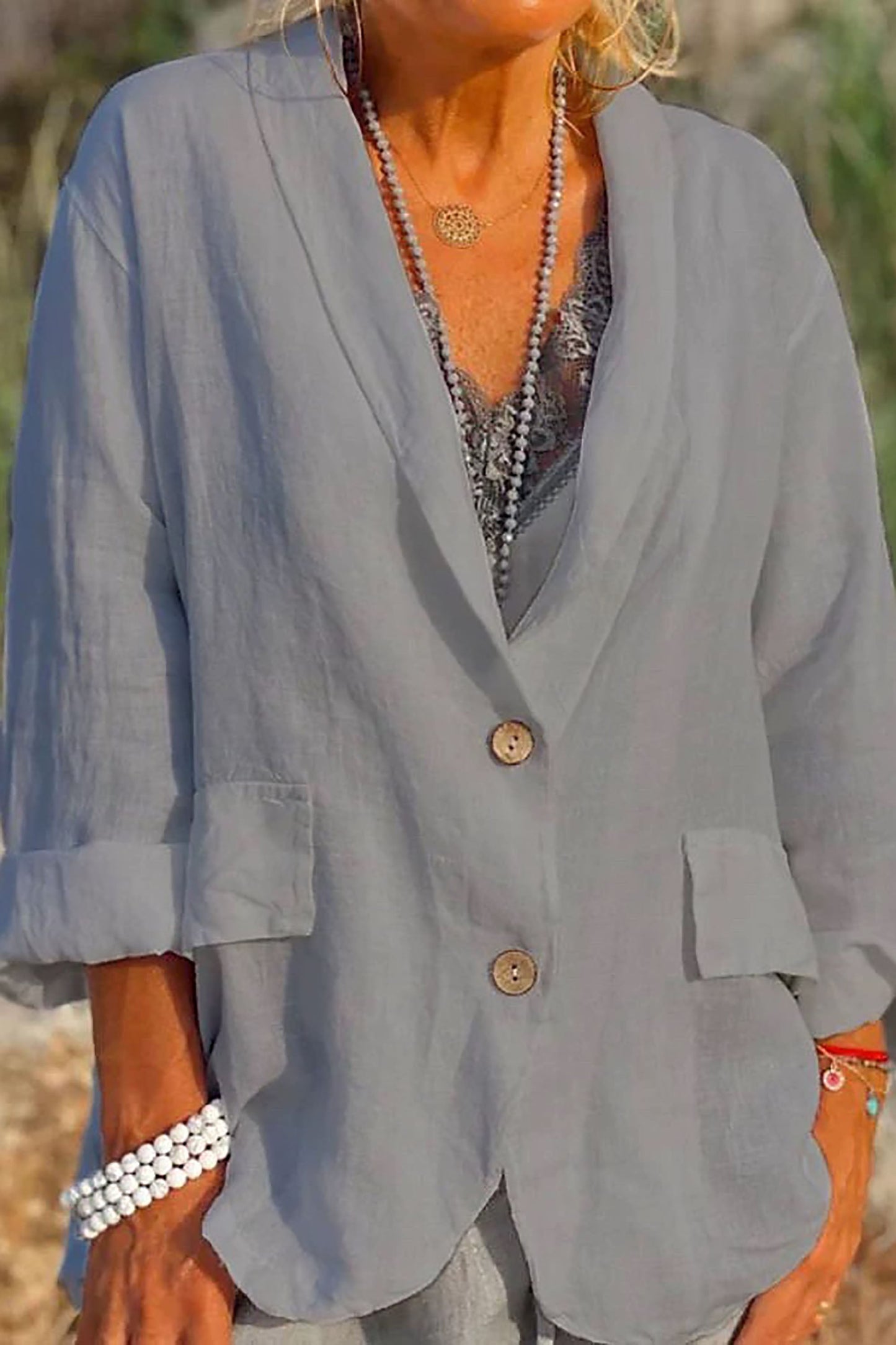 Jessica – Leichte Leinenjacke mit Knöpfen