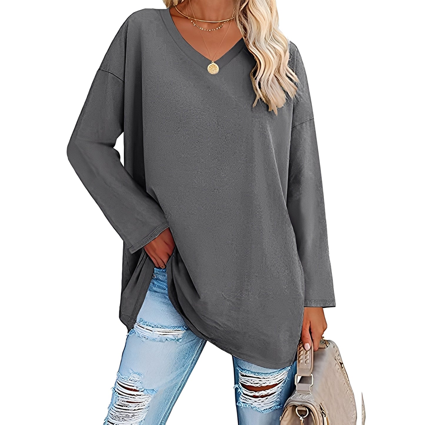 Laëtitia - Loose and elegant long-sleeved blouse for women