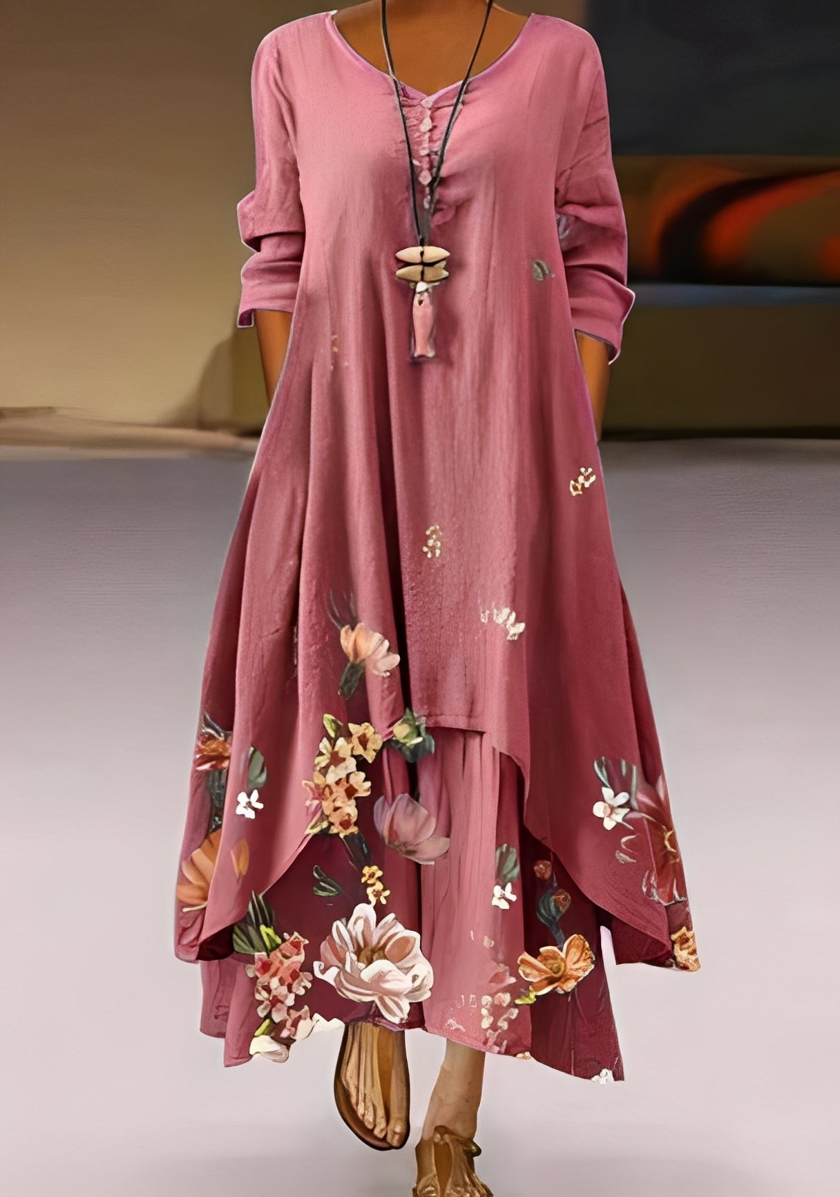 Belle - Robe élégante et ample avec imprimé pour femmes