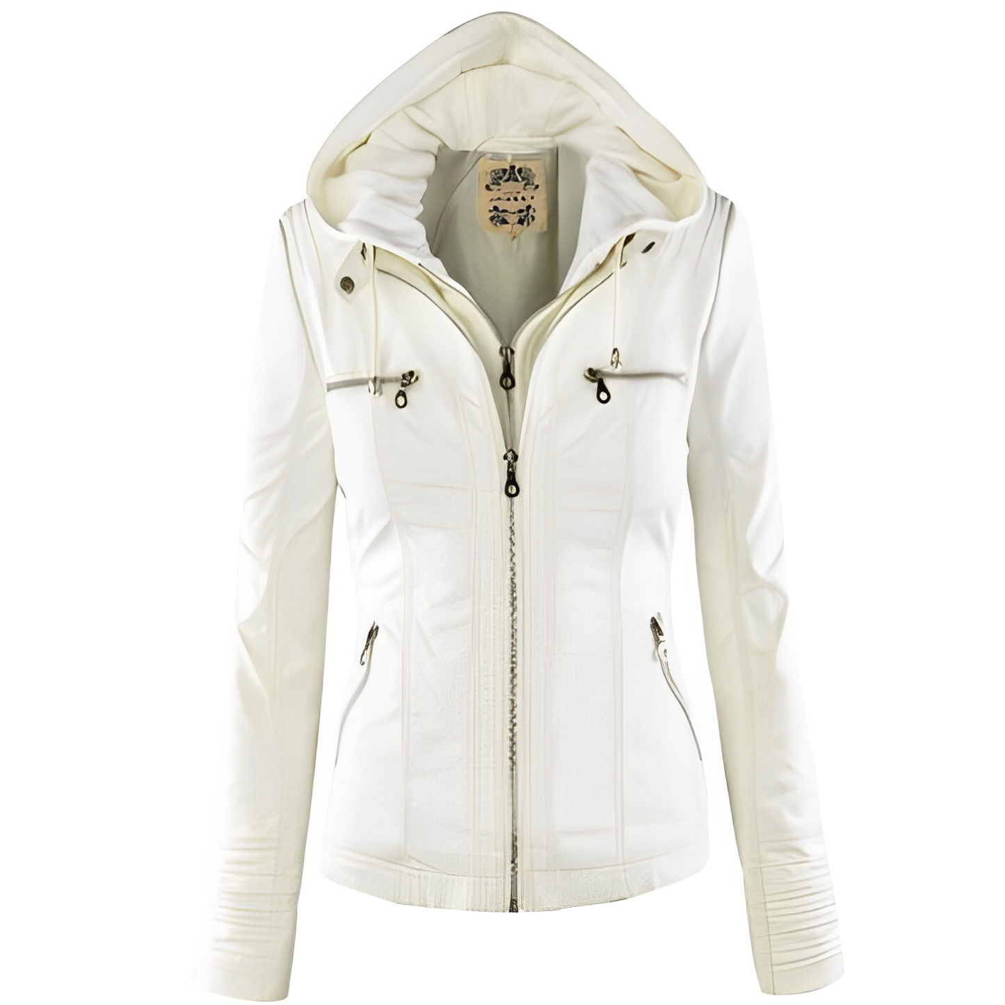 Janene - Veste en cuir résistante à l'eau avec capuche pour femmes