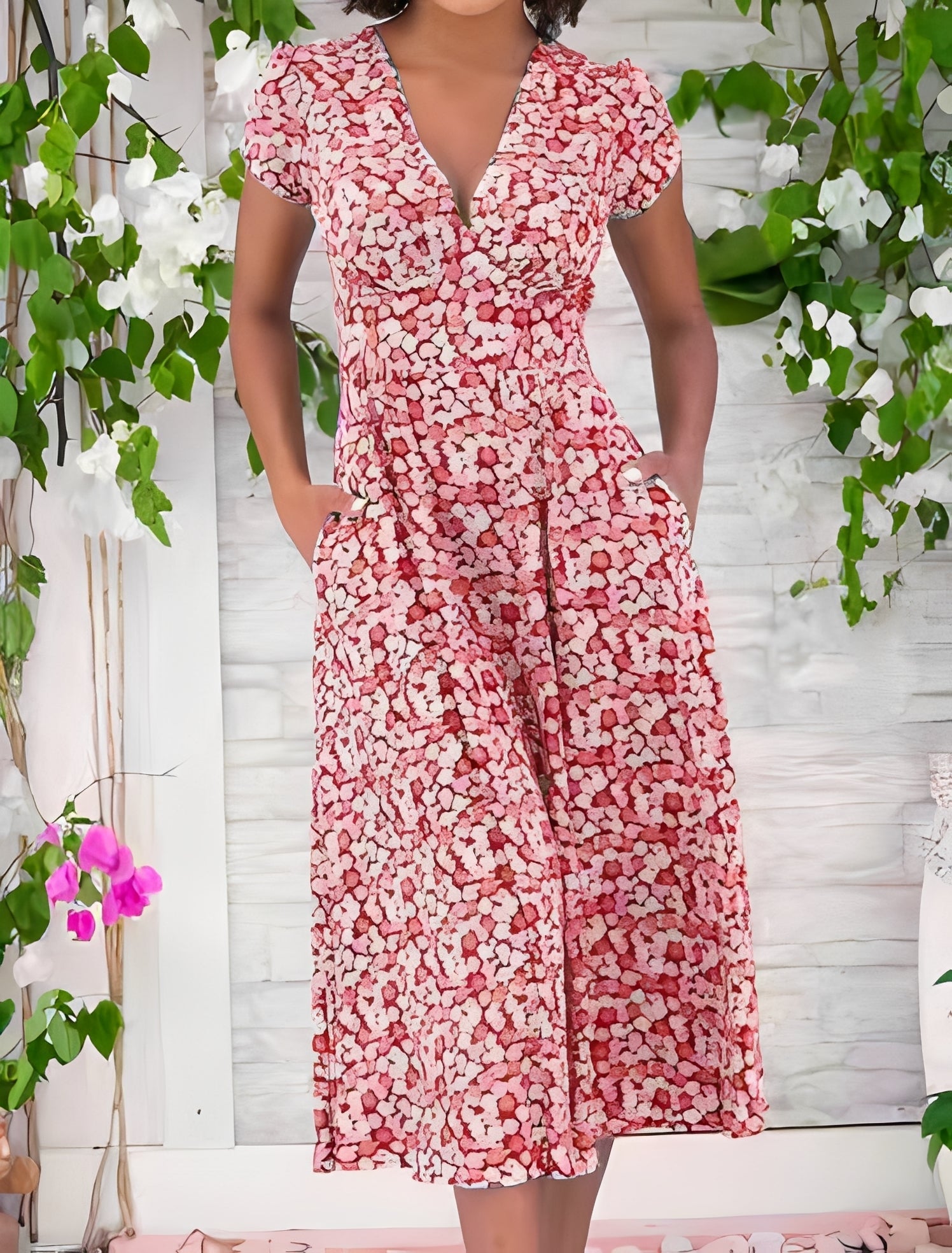 Monica - Robe décontractée avec col en V pour femmes