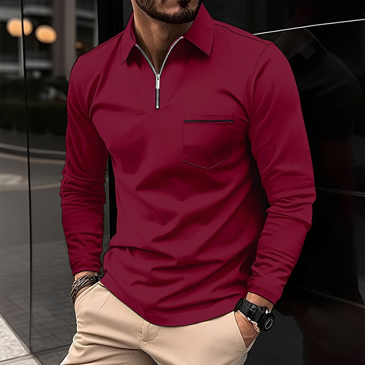 Jackson - Polo à Manches Longues Homme - pour Tenue Décontractée