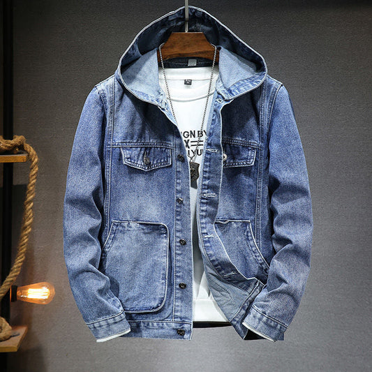 Marcus - Stylish denim jacket with hood for men