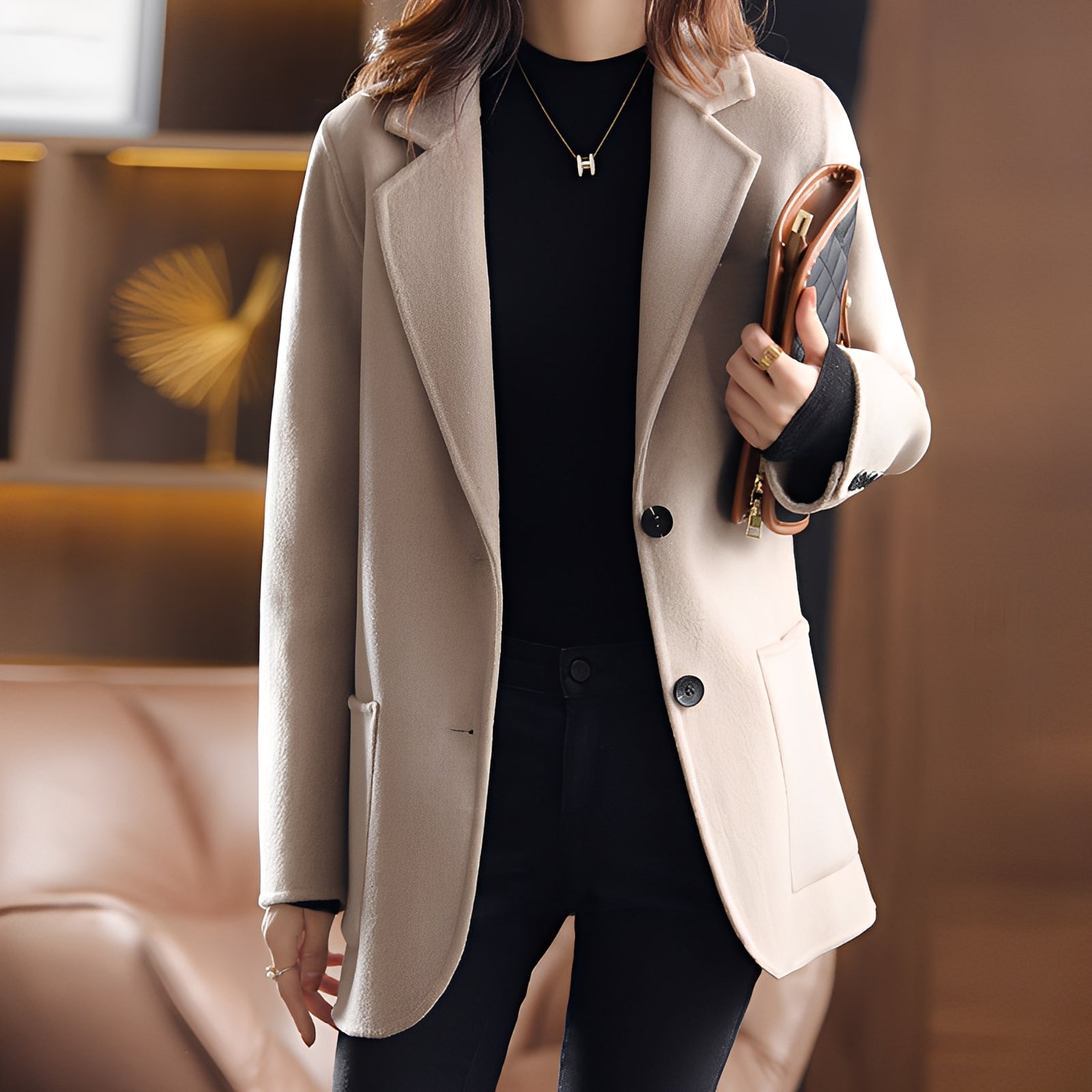Lavena - Blazer élégant en laine avec col à revers pour femmes
