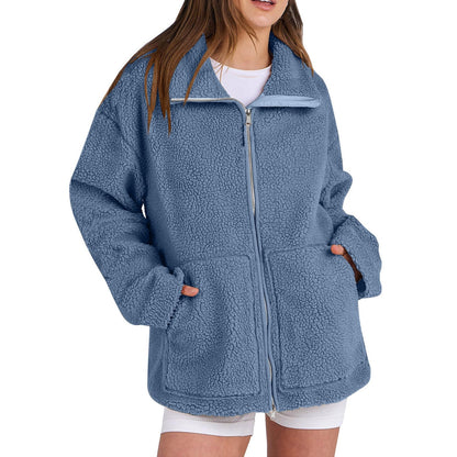 Adamina - Manteau décontracté en laine avec col roulé pour femmes