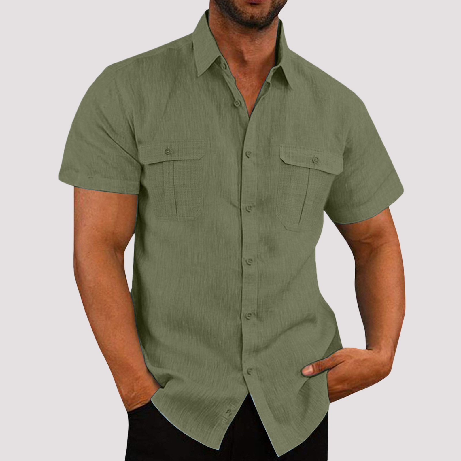 Aaron - Chemise à manches courtes stylée avec patte de boutonnage pour hommes