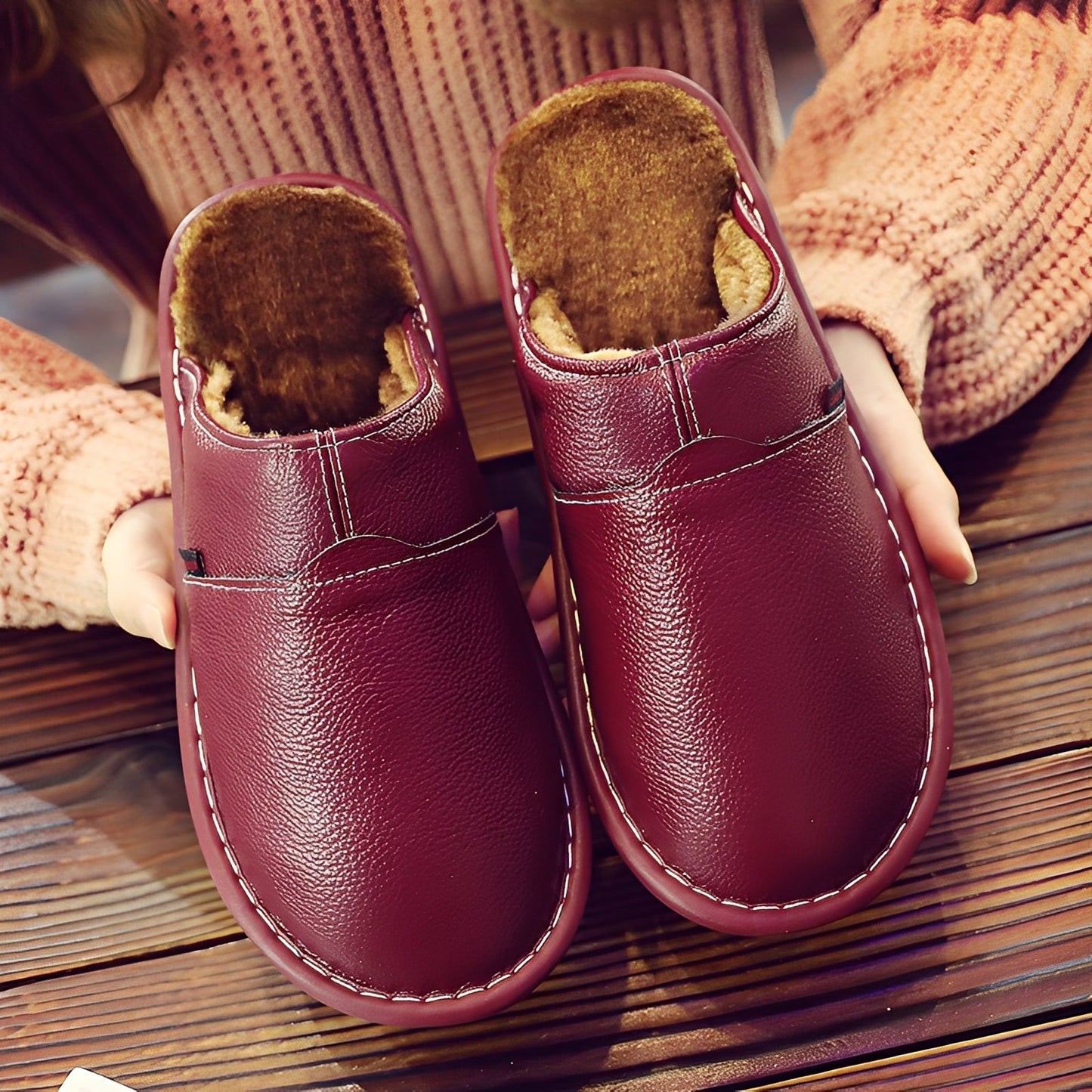 Jasper - Chaussons pour hommes en fourrure, style décontracté