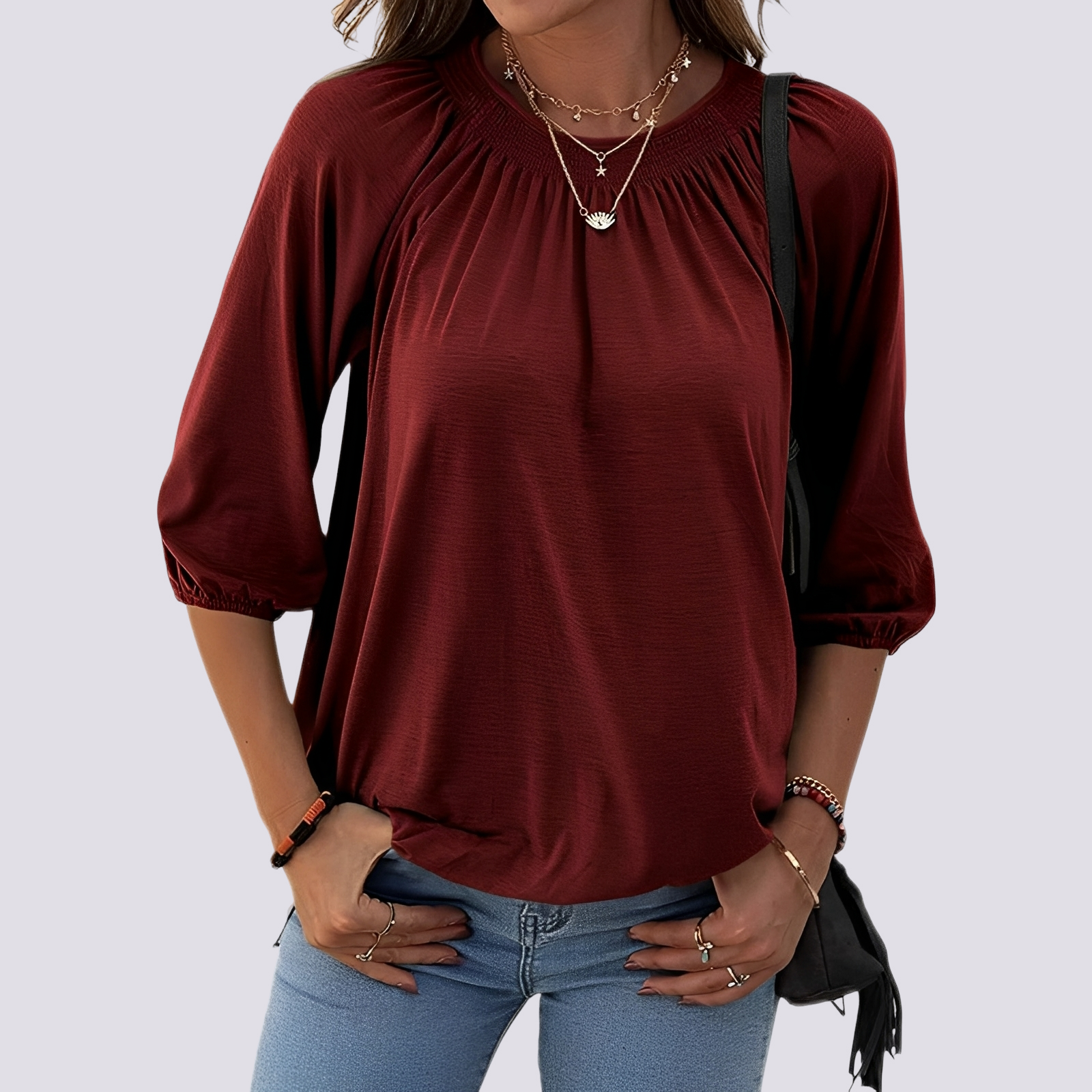 Telsa - Blouse décontractée à col rond pour femmes