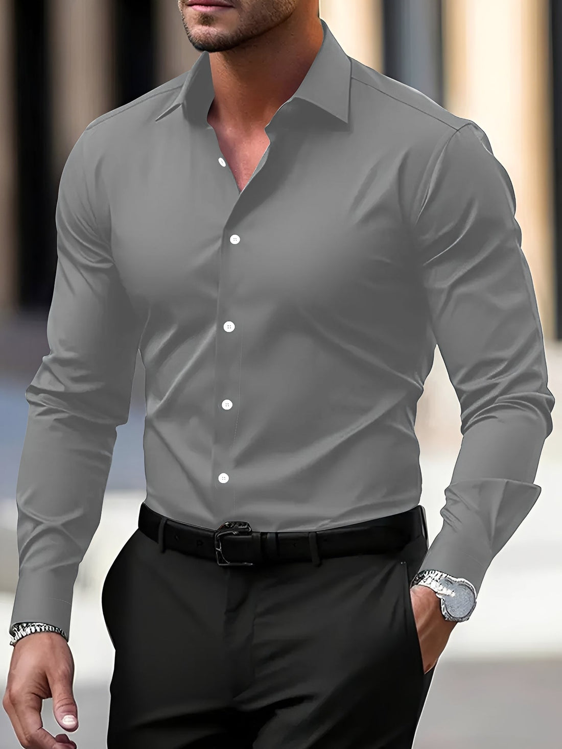 Jeremy – Chemise à manches longues pour hommes – pour loisirs et occasions formelles