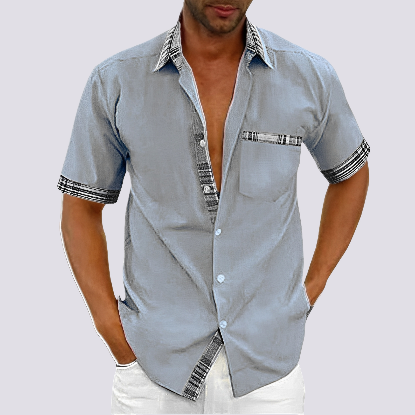 Jonathan - Chemise décontractée à manches courtes avec boutons pour hommes