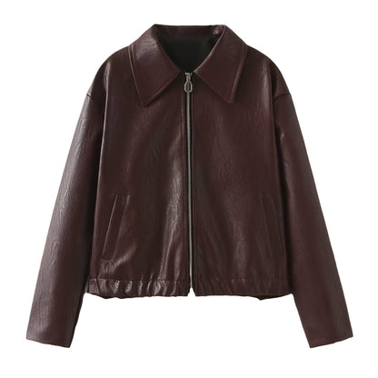 Lesley - Veste zippée moderne en cuir pour femmes