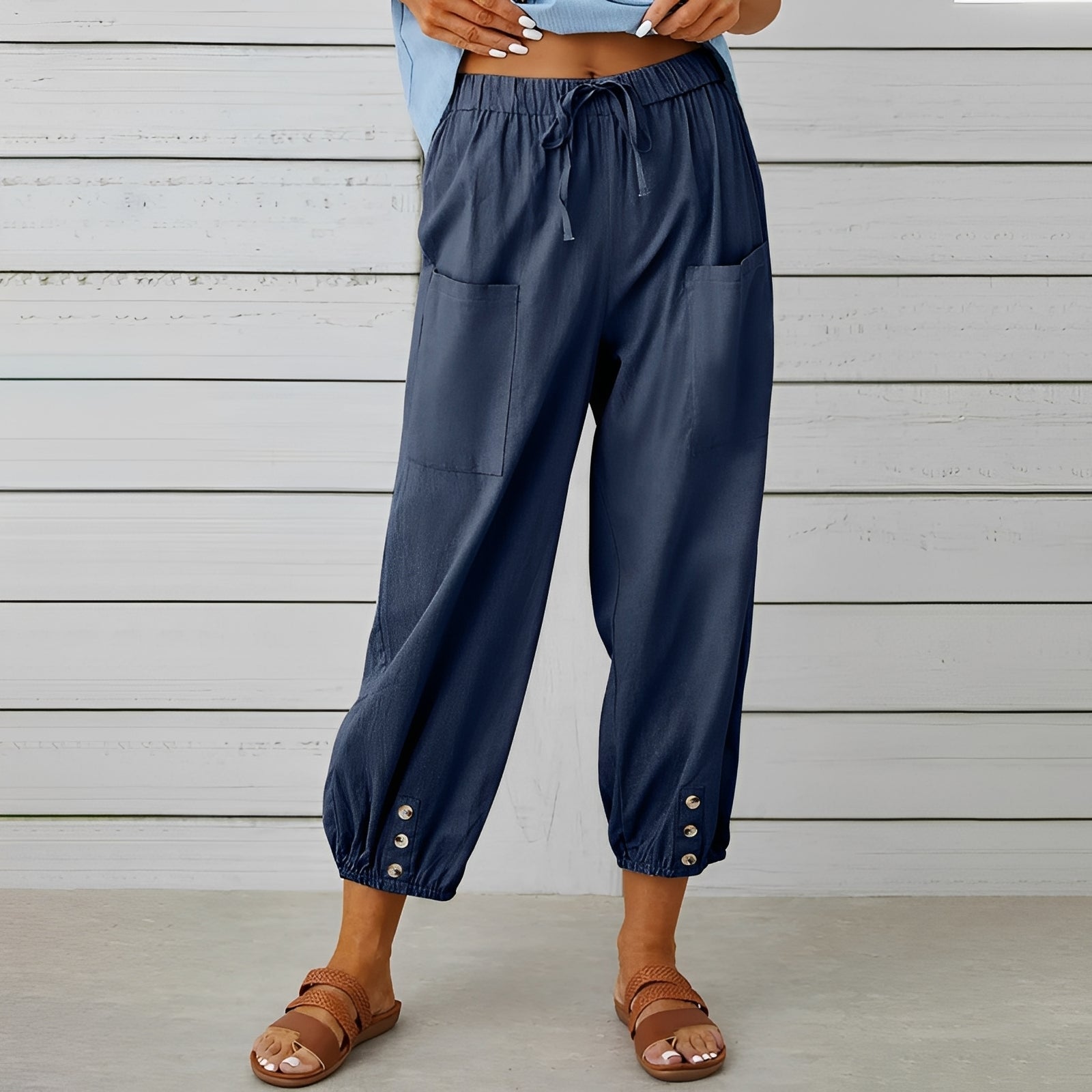 Christa - Pantalon décontracté, ample et raccourci pour femmes