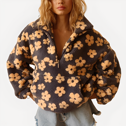 Elizabeth - Pull Sherpa élégant à motif floral pour femmes