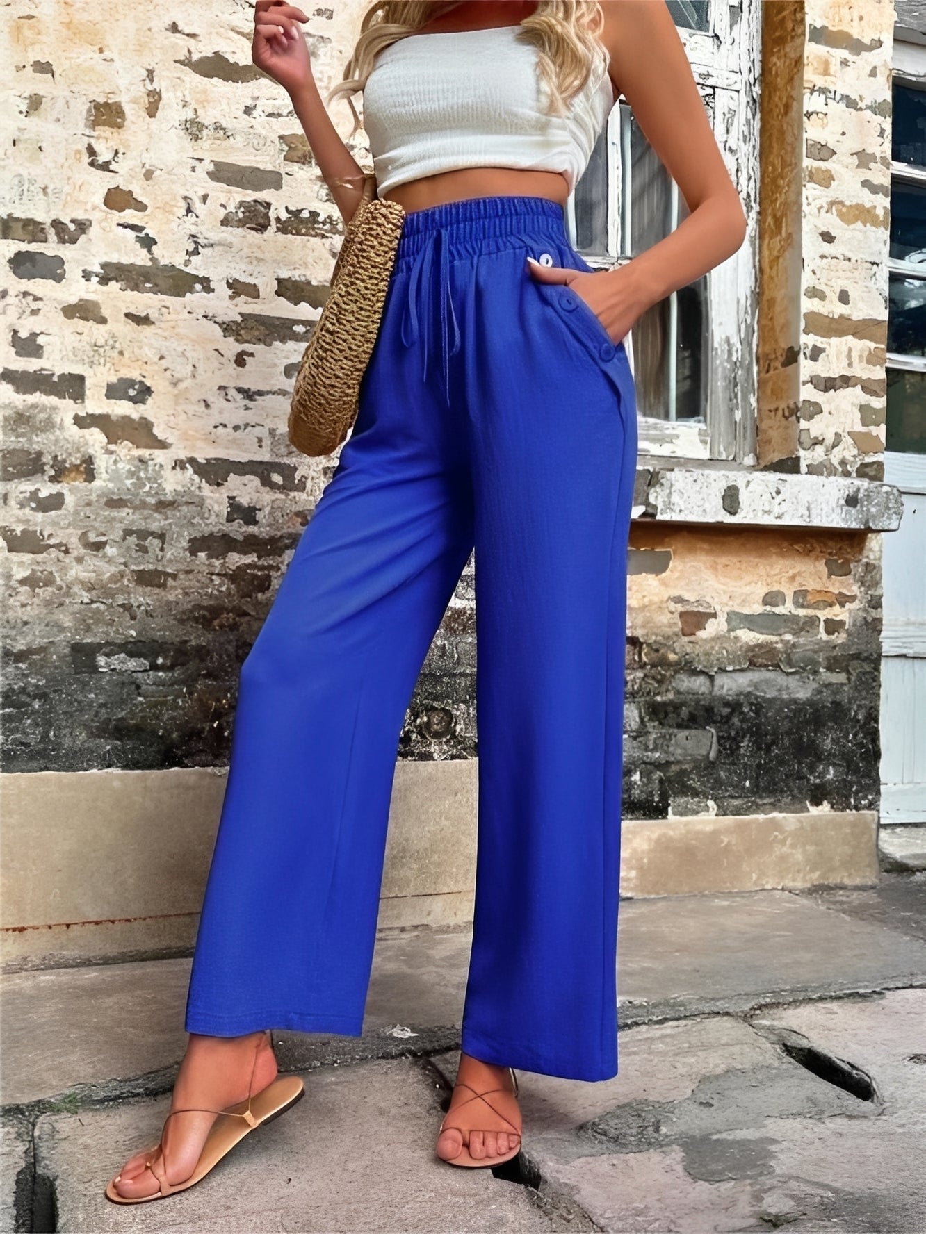 Allie - Pantalon élégant, ample et taille haute pour femmes