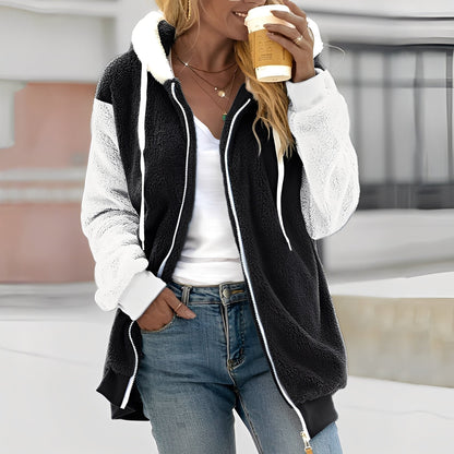 Rheanna - Manteau en polaire douillet avec capuche pour femmes